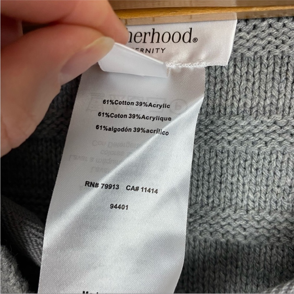 Motherhood Maternity Gray Knit Lace-Up Poncho Sweater, Size S/M, Cozy Oversized - Picture 3 of 9